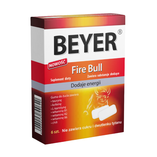 Fire Bull – žvečilni gumiji za dvig energije, 6 žvečilnih gumijev