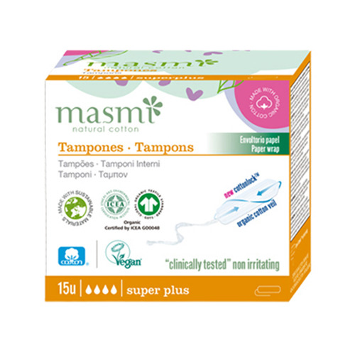 Tamponi iz organskega bombaža – super plus, 15 kosov