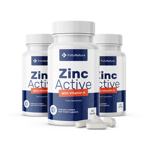 3x Cink Active + vitamin A, skupaj 180 tablet