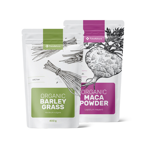 Smoothie komplet - BIO: Maca v prahu + Ječmenova trava v prahu, komplet