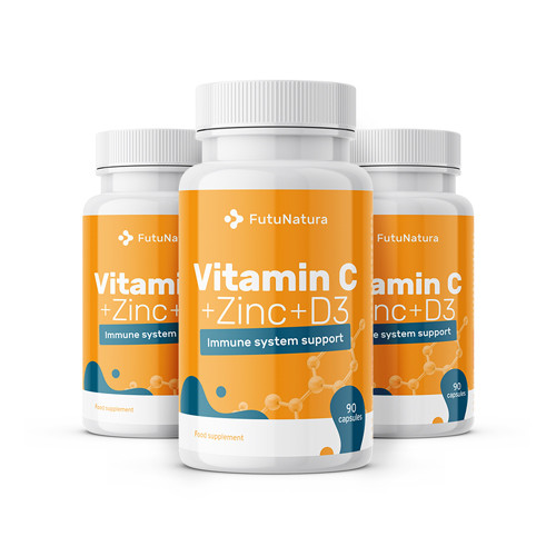 3x Vitamin C + cink + vitamin D3, skupaj 270 kapsul