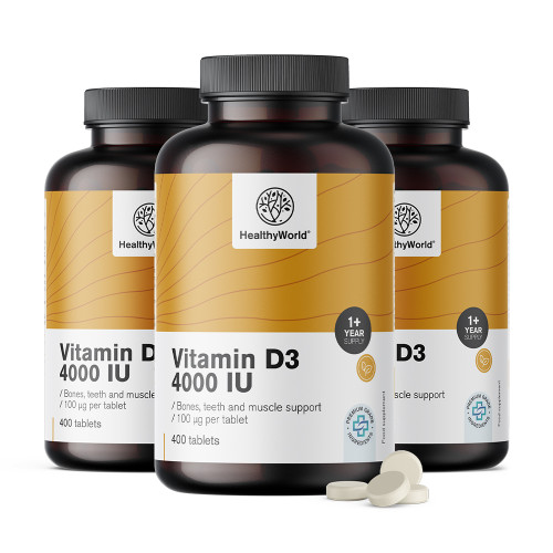 3x Vitamin D3 4000 i.e., skupaj 1200 tablet