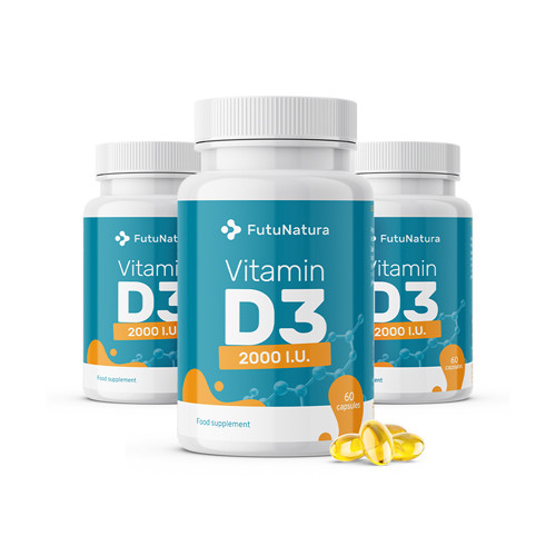 3x Vitamin D3 2000 i.e., skupaj 180 mehkih kapsul
