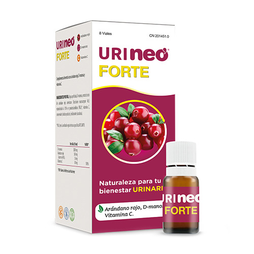 Urineo Forte – D-manoza z izvlečkom brusnice, 8 stekleničk