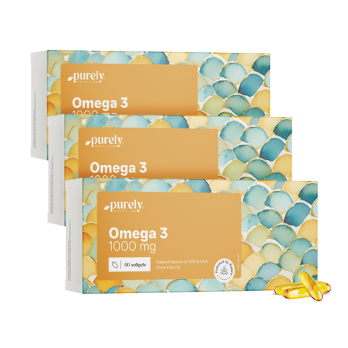 3x Omega-3 1000 mg – iz ribjega olja, skupaj 180 mehkih kapsul