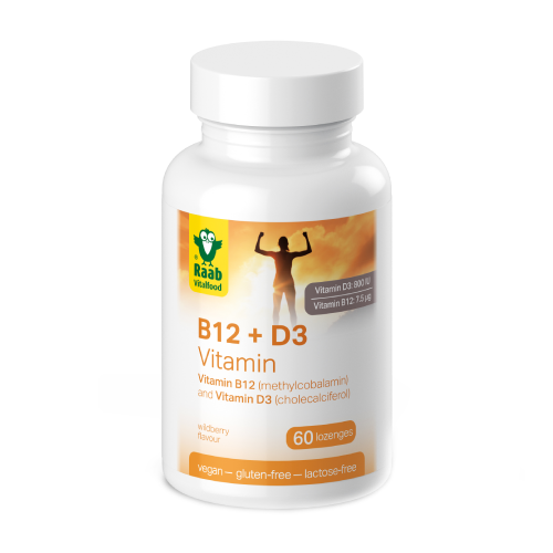 Veganska vitamina B12 + D3, 60 pastil