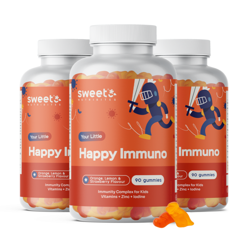 3x Happy Immuno – gumiji za otroke za imunski sistem, skupaj 270 gumi bonbonov