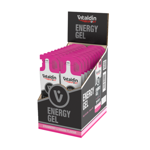Energijski gel brez kofeina – jagoda in banana, 24 x 40 g