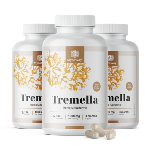 3x Tremella 1000 mg – výtažek, dohromady 540 kapslí