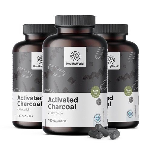 3x Actieve kool 2000 mg, totaal 540 capsules