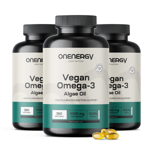 3x Veganské omega-3 z řas 1000 mg, dohromady 1080 měkkých kapslí