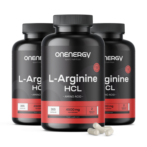 3x L-Arginin HCL 4500 mg, zusammen 1095 Kapseln