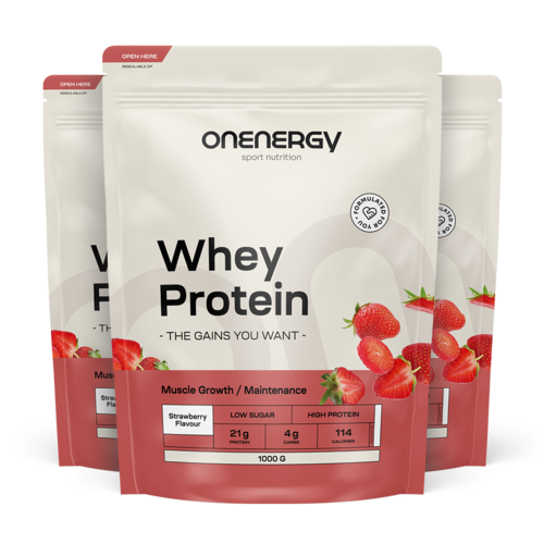 3x WHEY Molkenproteine - Erdbeere, zusammen 3000 g