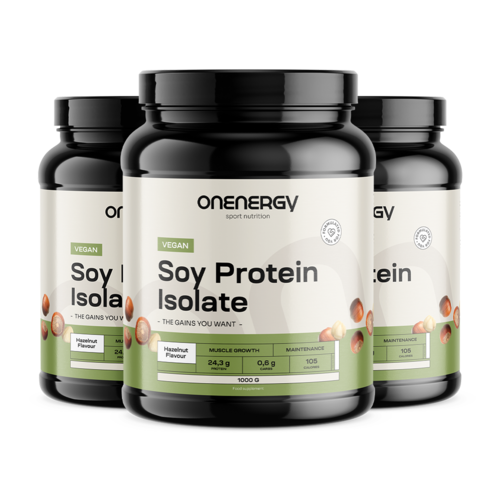 3x Veganes Sojaproteinisolat - Haselnuss, zusammen 3000 g