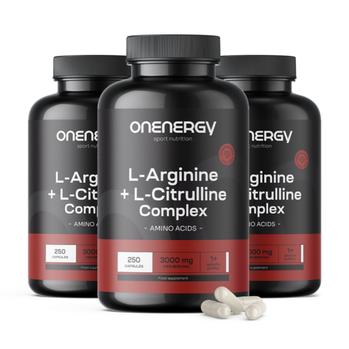 3x L-Arginin + L-Citrullin Komplex 3000 mg, zusammen 750 Kapseln