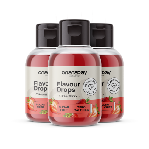 3x Flavour Drops Tropfen mit Süßstoff – Erdbeere, zusammen 150 ml