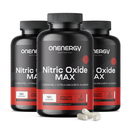 3x Nitric Oxide Max – complexo com arginina, citrulina e beta-alanina, total de 540 cápsulas