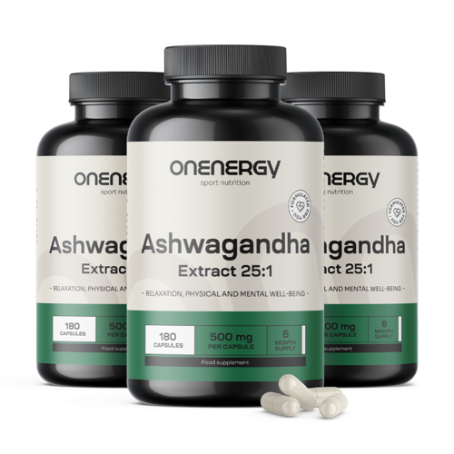 3x Ashwagandha 500 mg – extrato 25:1, total de 540 cápsulas