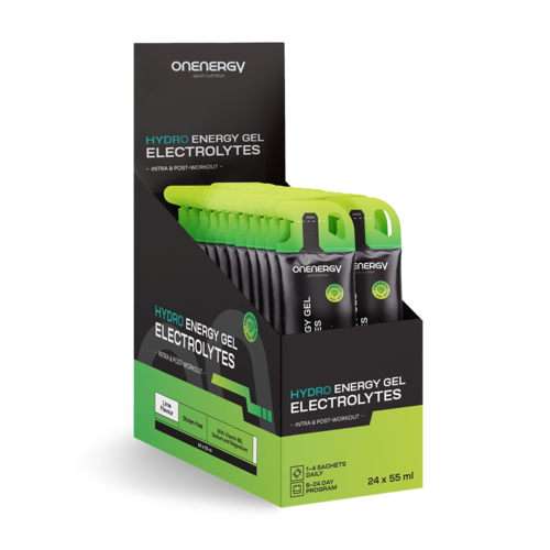 HYDRO Gel energético com eletrólitos – lima, 24 x 55 ml