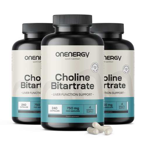 3x Bitartrato de colina 750 mg, total de 720 cápsulas