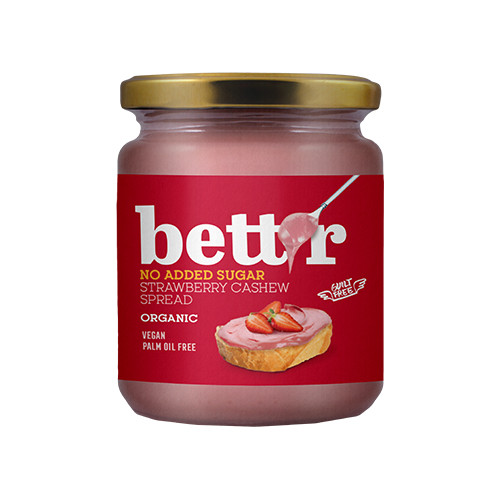 BIO krem z orzechów nerkowca i truskawek z erytrytolem, 250 g