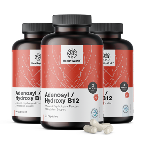 3x Adenosyl/hydroxy B12 2000 µg, razem 270 kapsułek