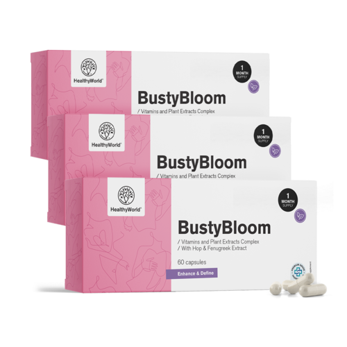 3x BustyBloom – kompleks witamin i wyciągów roślinnych, razem 180 kapsułek
