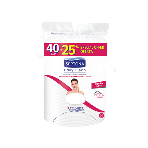 Bawełniane płatki kosmetyczne Extra Soft, 40 + 10 płatków