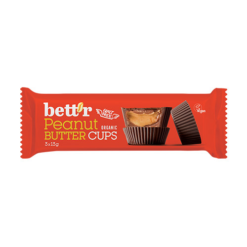 BIO Nut Butter Cups – krem z orzeszków ziemnych i czekolada, 3 x 13 g