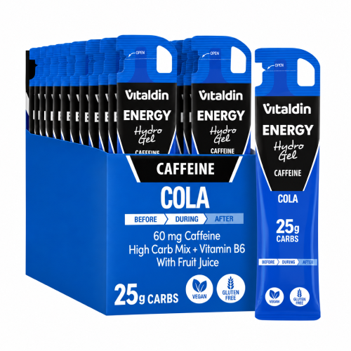 HYDRO Żel Energetyczny z Kofeiną – cola, 24 x 55 ml