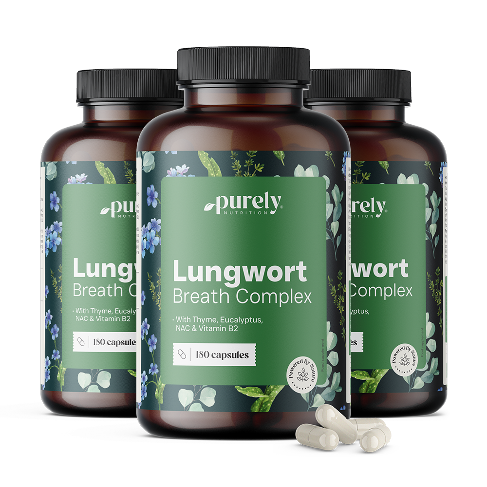 3x Lungwort Breath Complex - pulmonaria con tomillo y eucalipto, en total 540 cápsulas