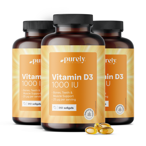 3x Vitamina D3 1000 UI, en total 540 cápsulas blandas