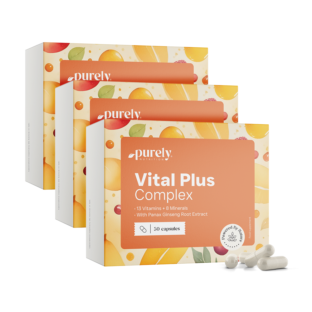 3x Vital Plus Complex - multiwitamina i minerały z żeń-szeniem, razem 90 kapsuł