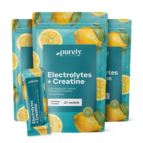 3x Eletrólitos com creatina – limão, total de 60 saquetas