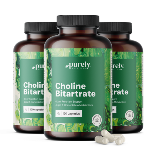 3x Bitartrato de colina 750 mg, total de 360 cápsulas