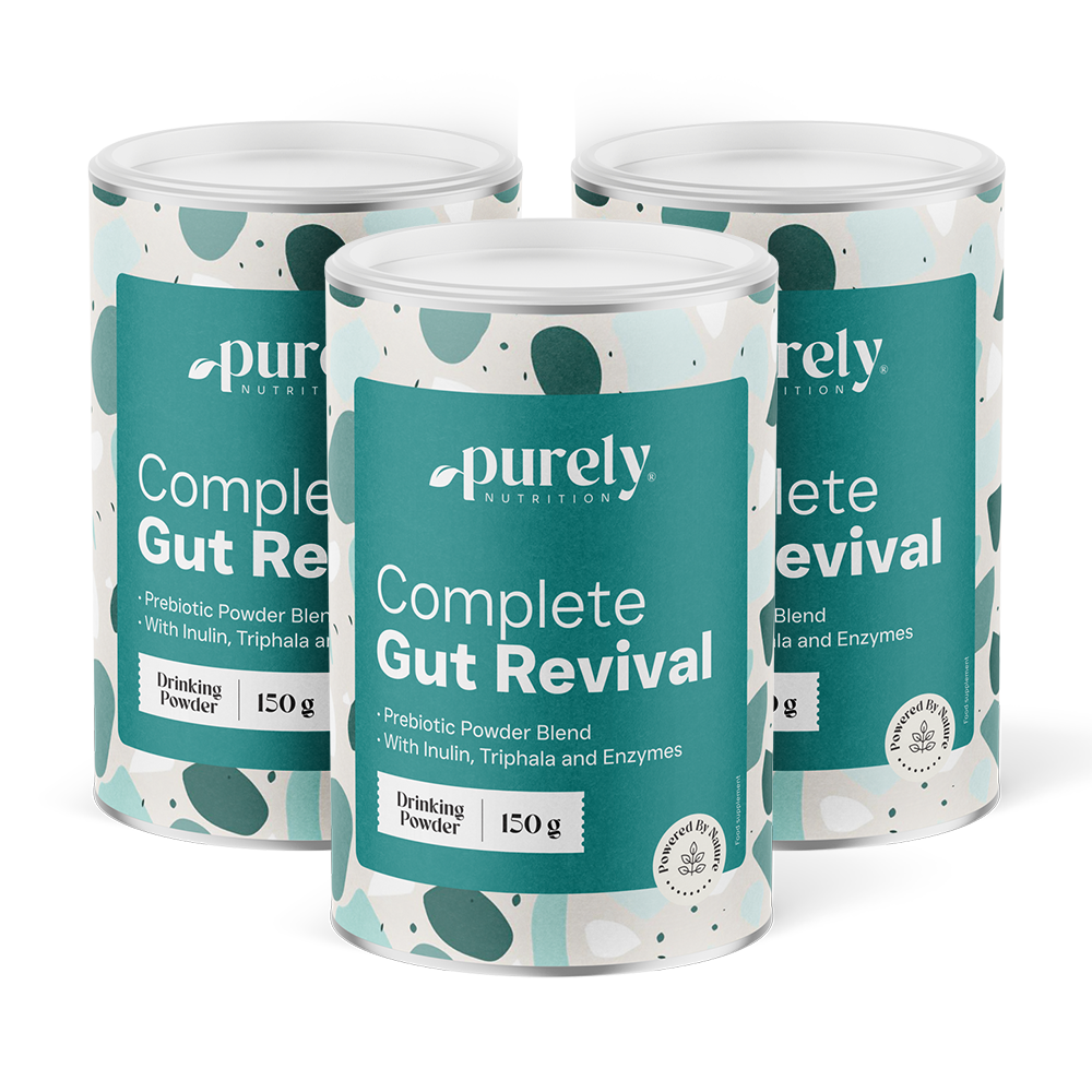 3x Complete Gut Revival – prebiotická zmes v prášku, spolu 450 g