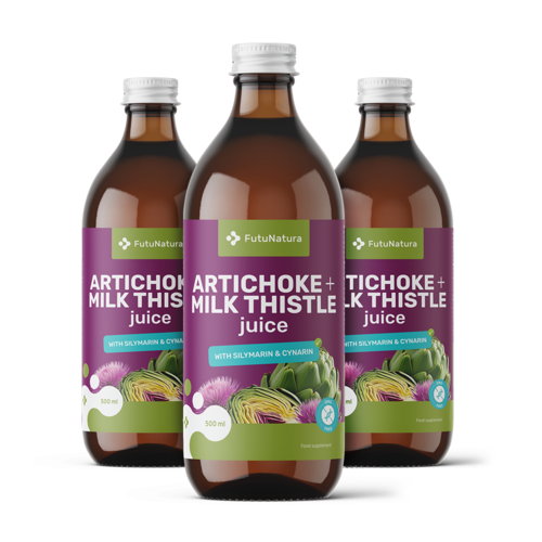 3x Sumo de alcachofra e cardo-mariano, total de 1500 ml