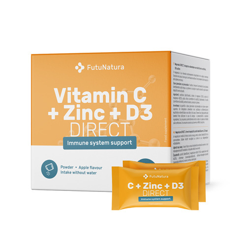 Vitamina C 500 + Zinco + D3 DIRECT, 30 saquetas
