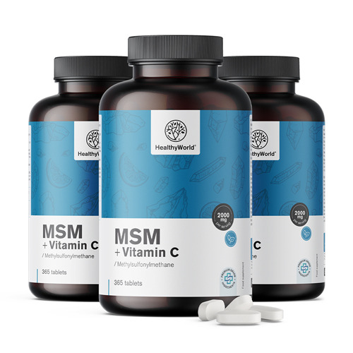 3x MSM 2000 mg - com vitamina C, total de 1095 comprimidos