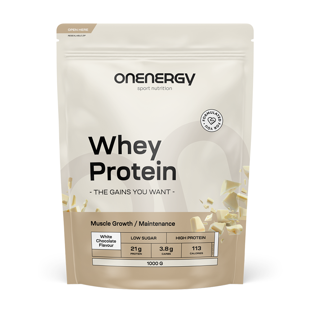 Proteínas de soro de leite com sabor a chocolate branco