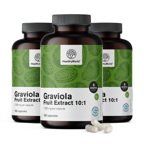 3x Graviola 200 mg - extract 10:1, total 540 de capsule