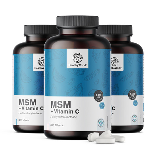 3x MSM 2000 mg – cu vitamina C, total 1095 de comprimate