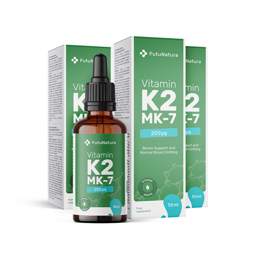 3x Vitamina K2 MK-7 200 µg – în picături, total 150 ml