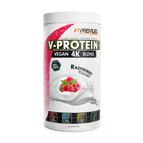 V-Protein 4K Proteine vegane- iaurt de zmeură, 750 g