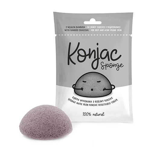 Konjac - hubka na čistenie tváre, čierna, 1 kus