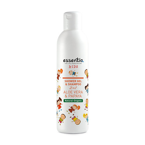 Prírodný detský sprchový gél a šampón - aloe vera & papája, 250 ml
