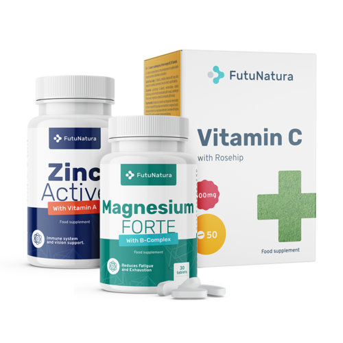 Imunitný systém: Vitamín C + Zinok + Horčík, sada