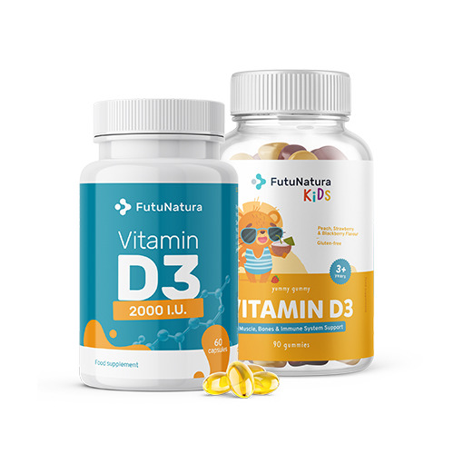 Vitamín D3 Family pack, 60 kapsúl + 90 gumíkov