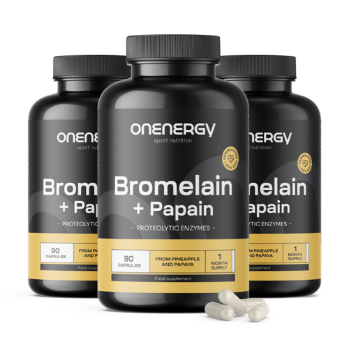 3x Bromelaín + Papaín, spolu 270 kapsúl