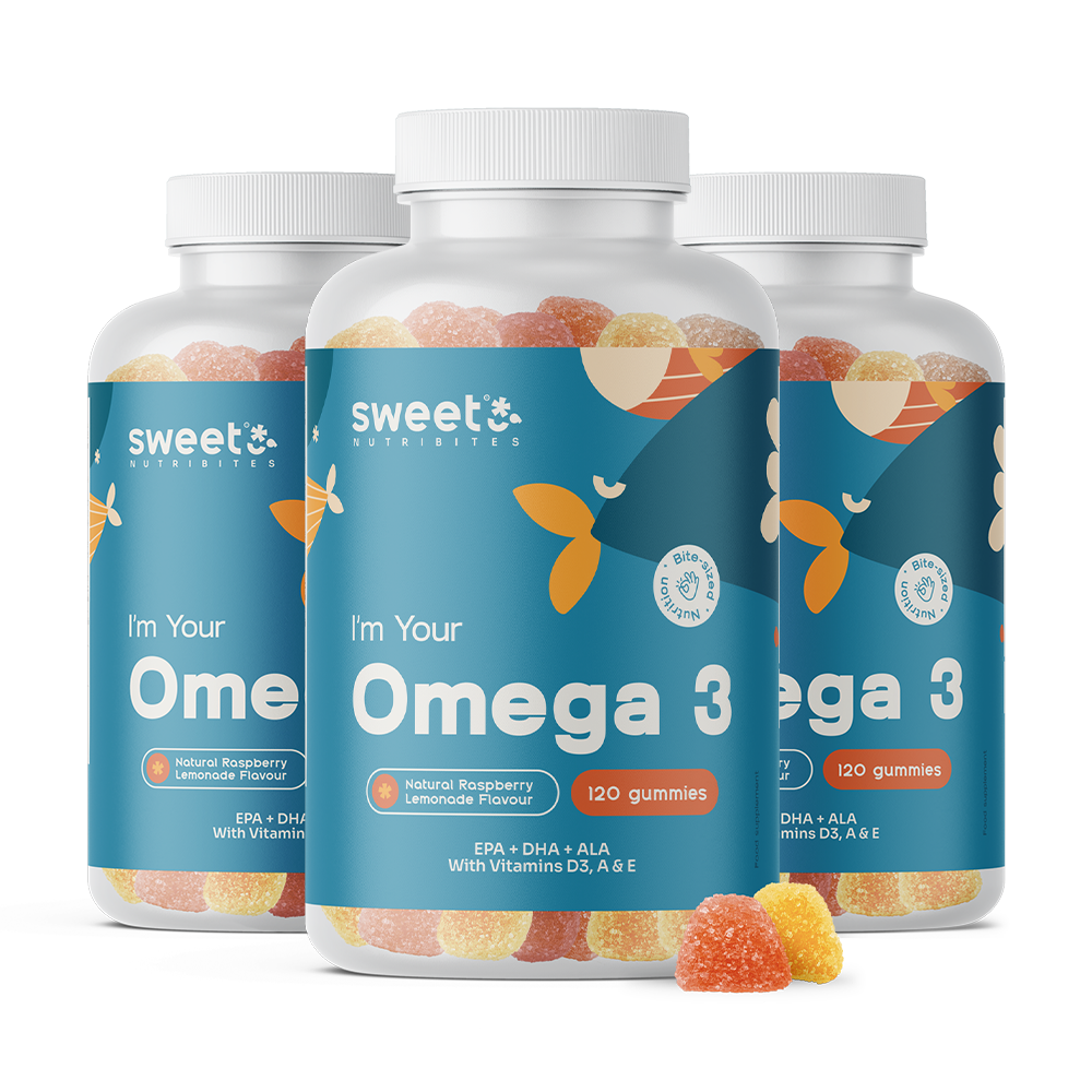 3x Omega-3 – con vitamine D3, E e A, totale 360 caramelle gommose